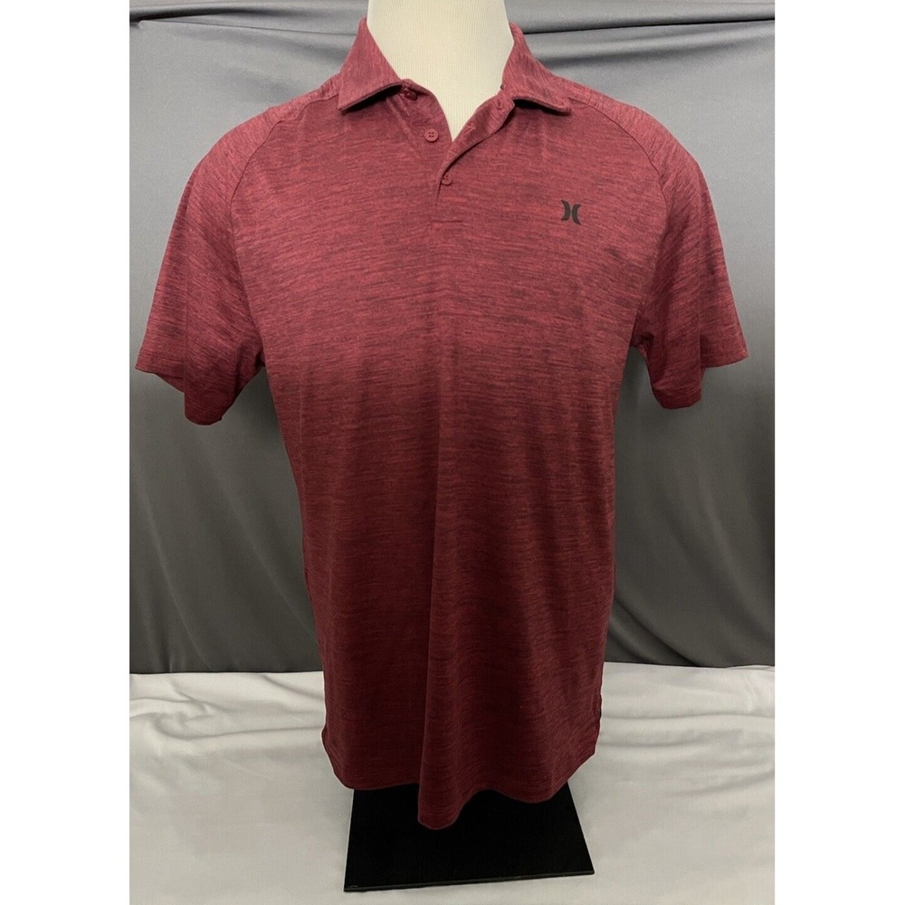 Hurley Mens Size Medium Short‎ Sleeve Stretch Moisture Wicking Polo Heather Red